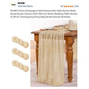 Cheesecloth Table Runner Boho Sheer Gauze Table Runners 160inch 3 Pack Champagne